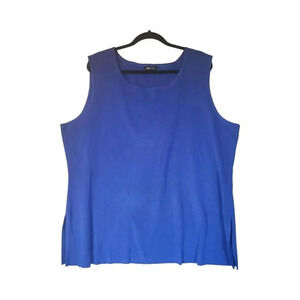 New $188 Misook Tank Top Size 2X Blue Scoop Neck Sleeveless Pullover